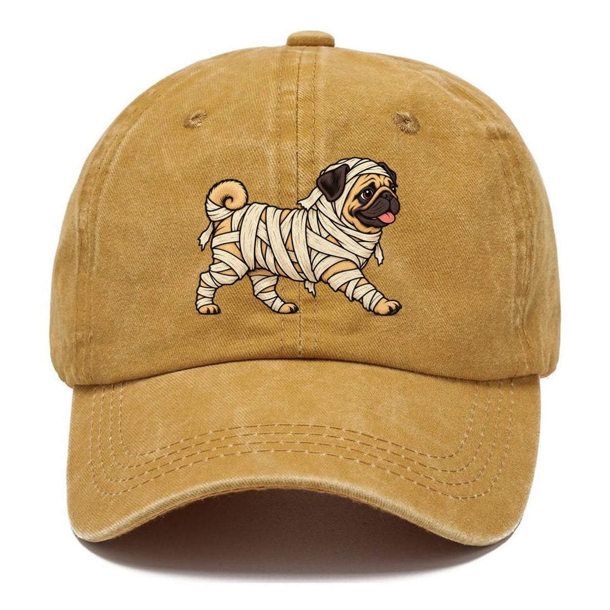 One Pug In Halloween Costume Mummy Wrapped In Bandages Halloween Dog Parade Classic Cap – Golden Harvest