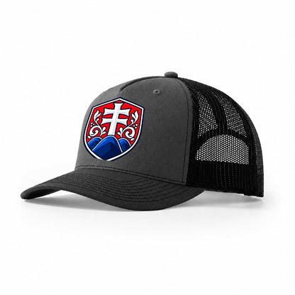 Slovakia Minimal Emblem Country Logos Trucker Hat – Dark Grey Black