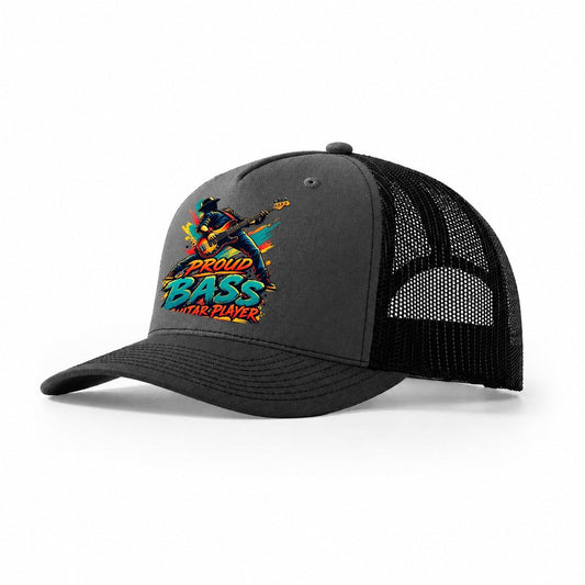 Proud Bass Guitar Player Music Instruments Trucker Hat – Dark Grey Black