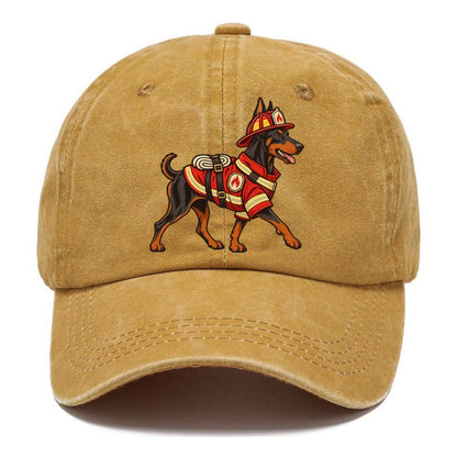 One Doberman Pinscher In Halloween Costume Firefighter Costume With A Small Helmet And Coat Halloween Dog Parade Classic Cap – Golden Harvest