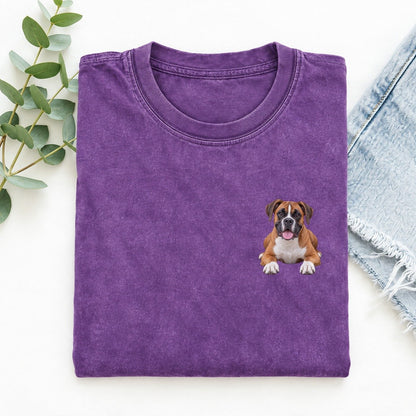 Boxer Lying Down Left Chest Vintage T-shirt – Purple
