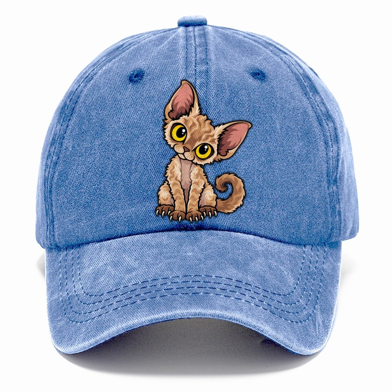 Devon Rex Head Tilt Peeking Cats Classic Cap – Summer Sky