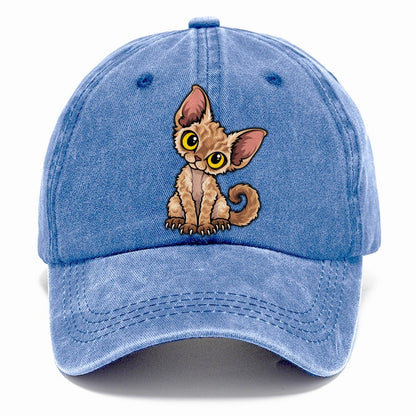 Devon Rex Head Tilt Peeking Cats Classic Cap – Summer Sky