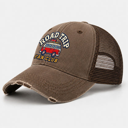 Road Trip Fan Club Washed Trucker Hat – Coffee