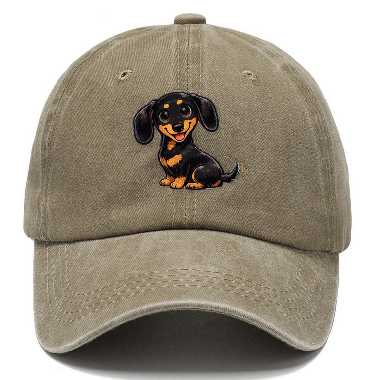 Happy Dachshund Wiggle Dance Classic Cap – Warm Sand