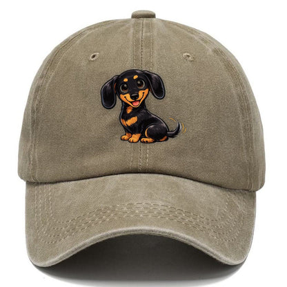 Happy Dachshund Wiggle Dance Classic Cap – Warm Sand