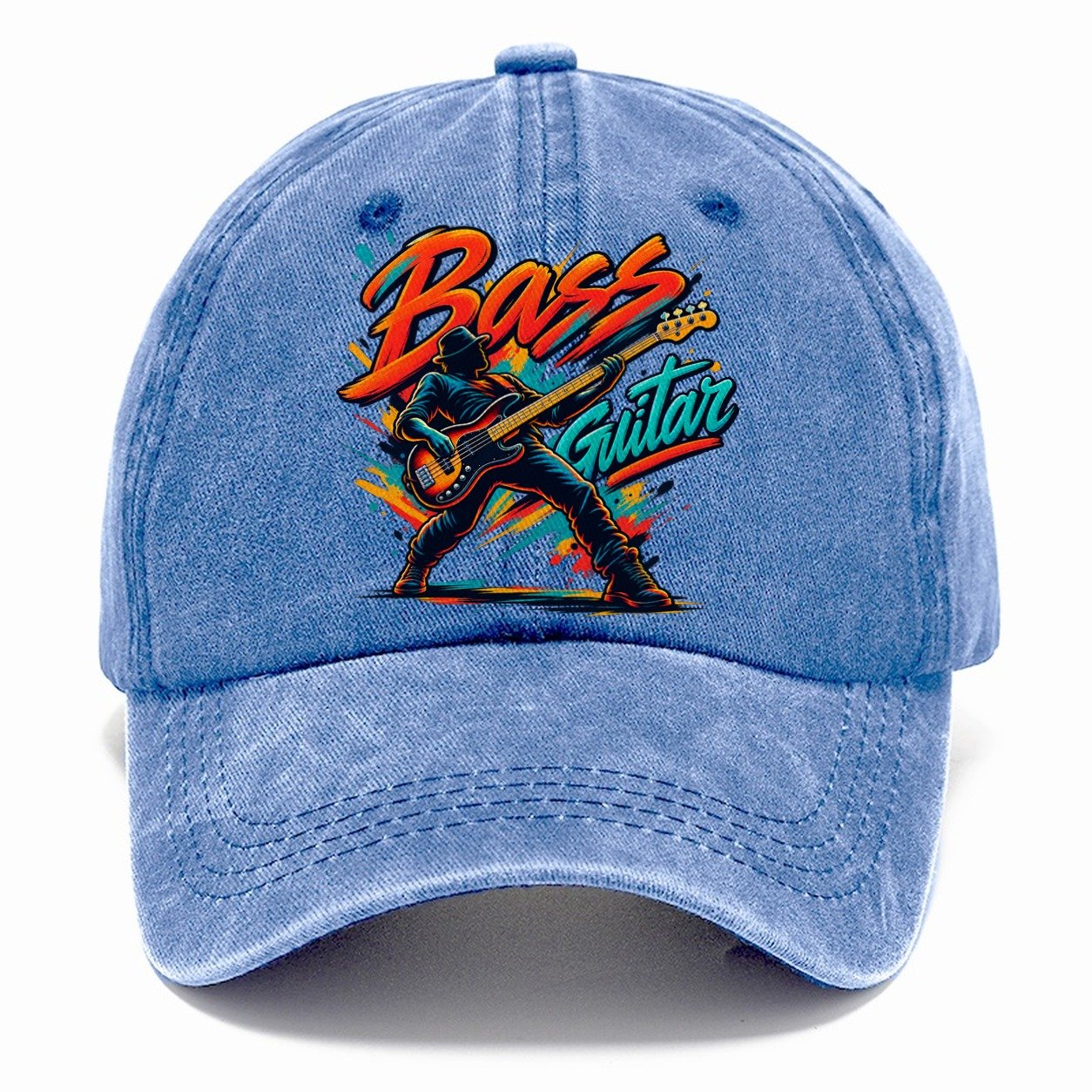 Bass Guitar Wordmark Music Instruments Classic Cap – Summer Sky