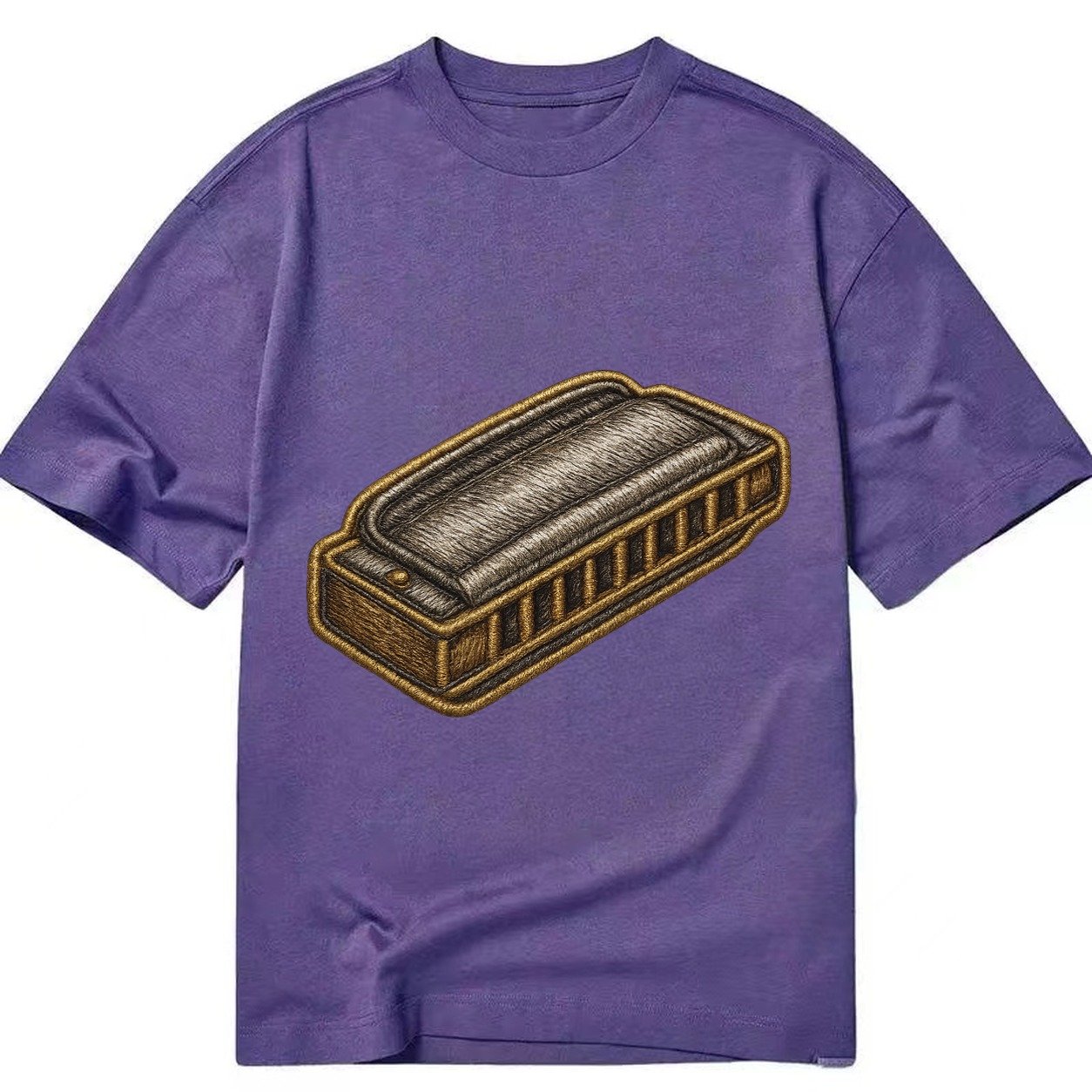 Harmonica Blues Harp With Chrome Covers Classic T-shirt – Purple