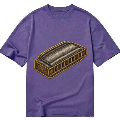 Harmonica Blues Harp With Chrome Covers Classic T-shirt – Purple