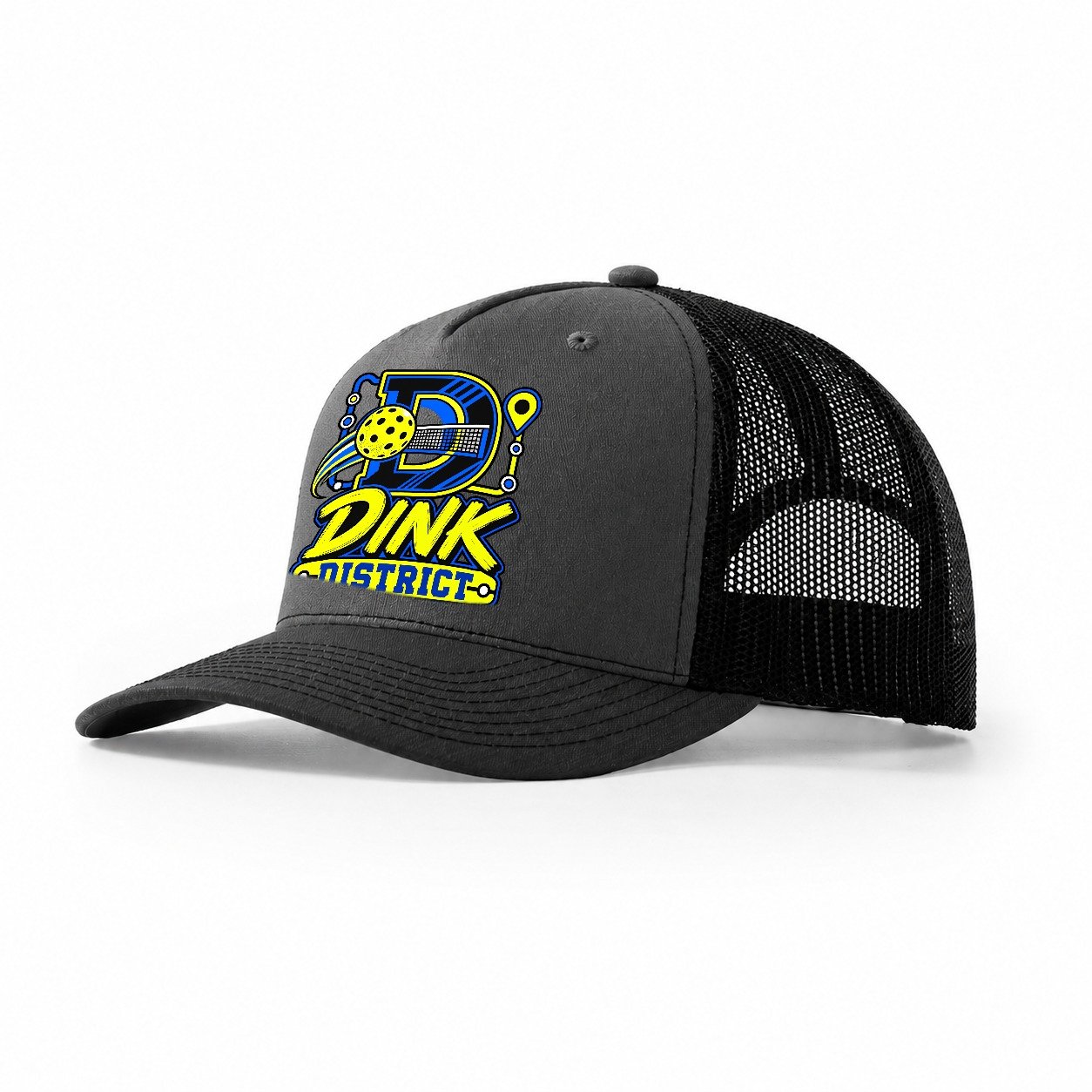 Dink District Pickleball Life Trucker Hat – Dark Grey Black