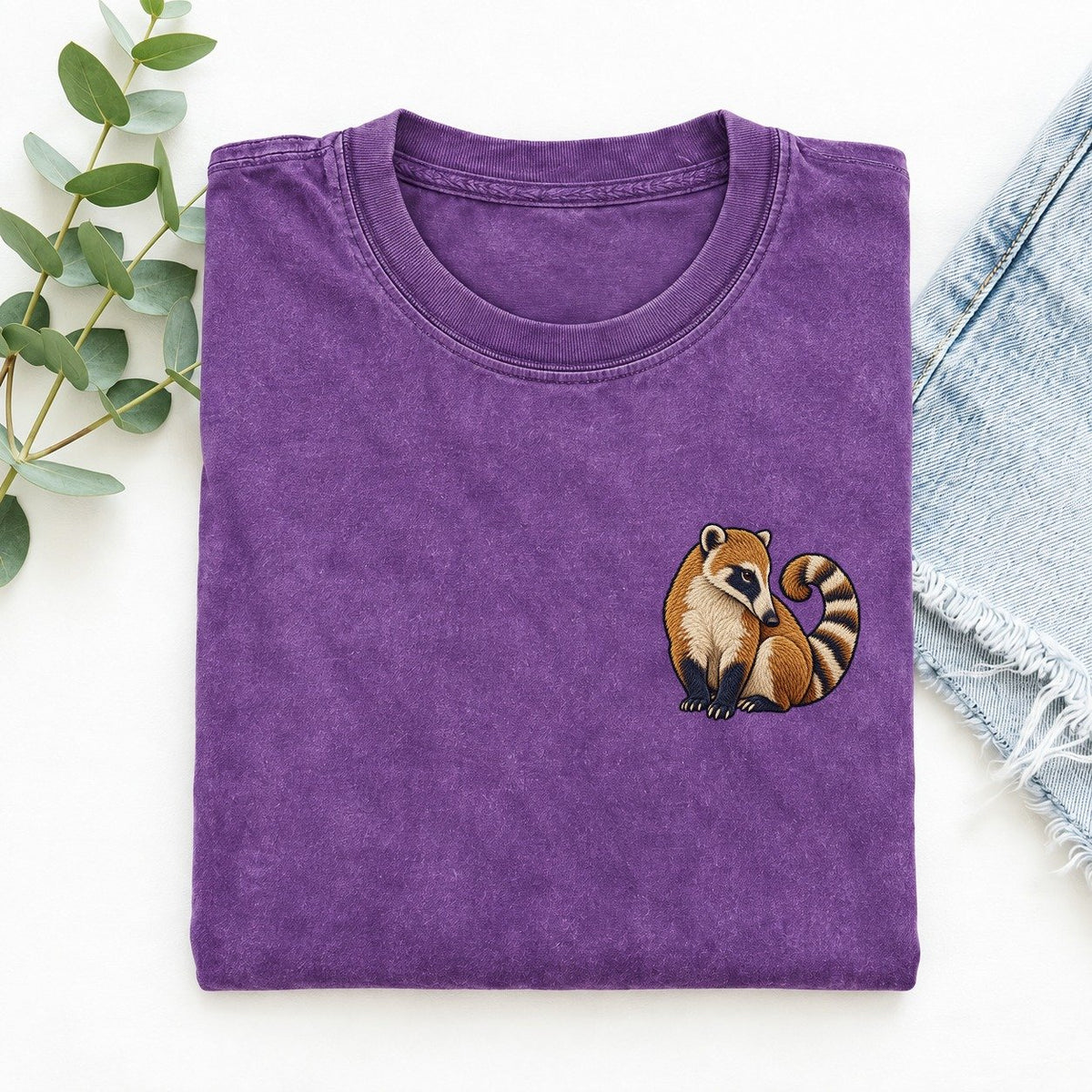 Coati Tail Curl Left Chest Thread Signatures II Left Chest Vintage T-shirt – Purple
