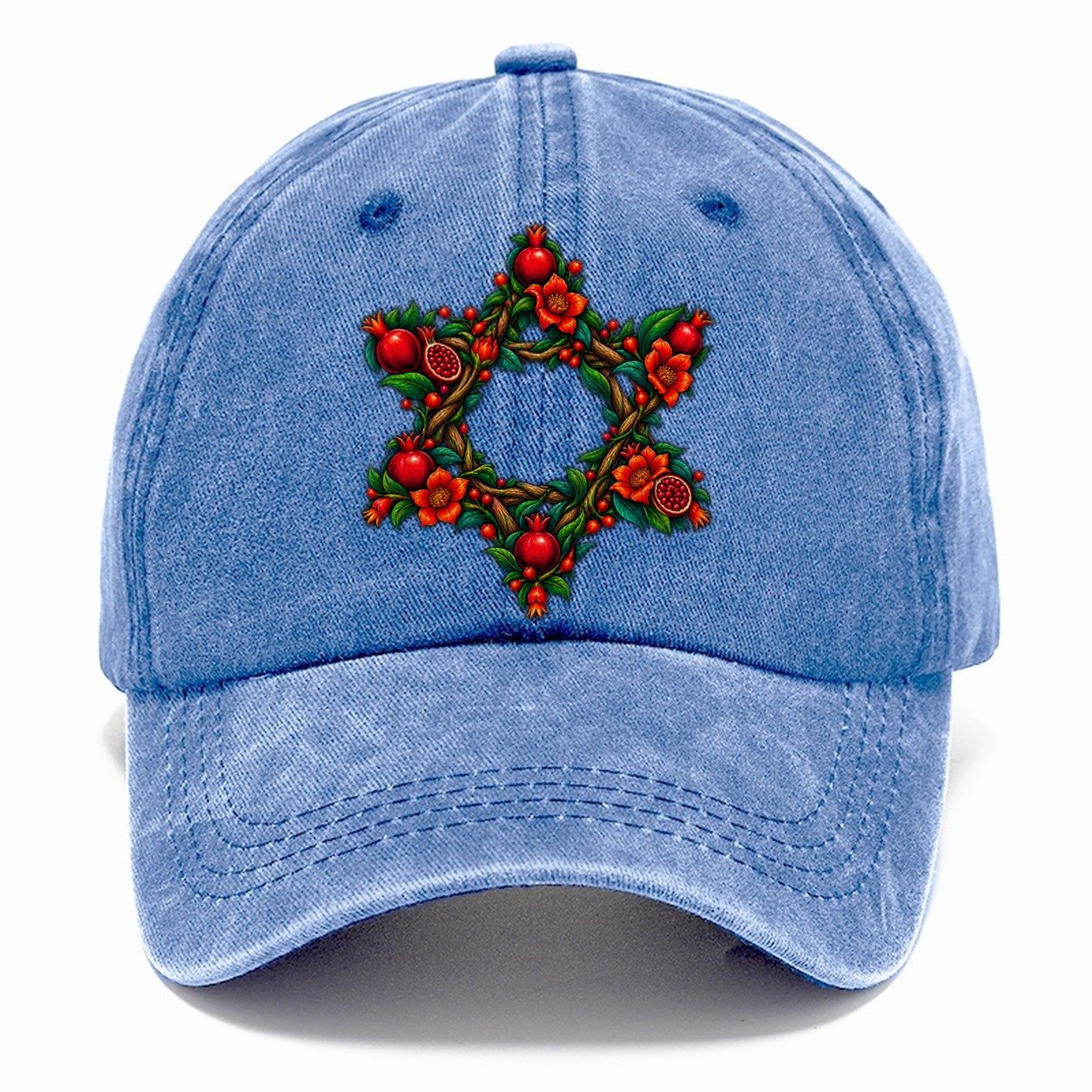 Star Of David Floral Bloom Judaism Heritage Classic Cap – Summer Sky