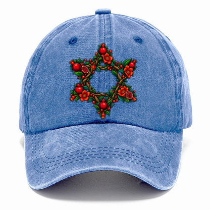Star Of David Floral Bloom Judaism Heritage Classic Cap – Summer Sky