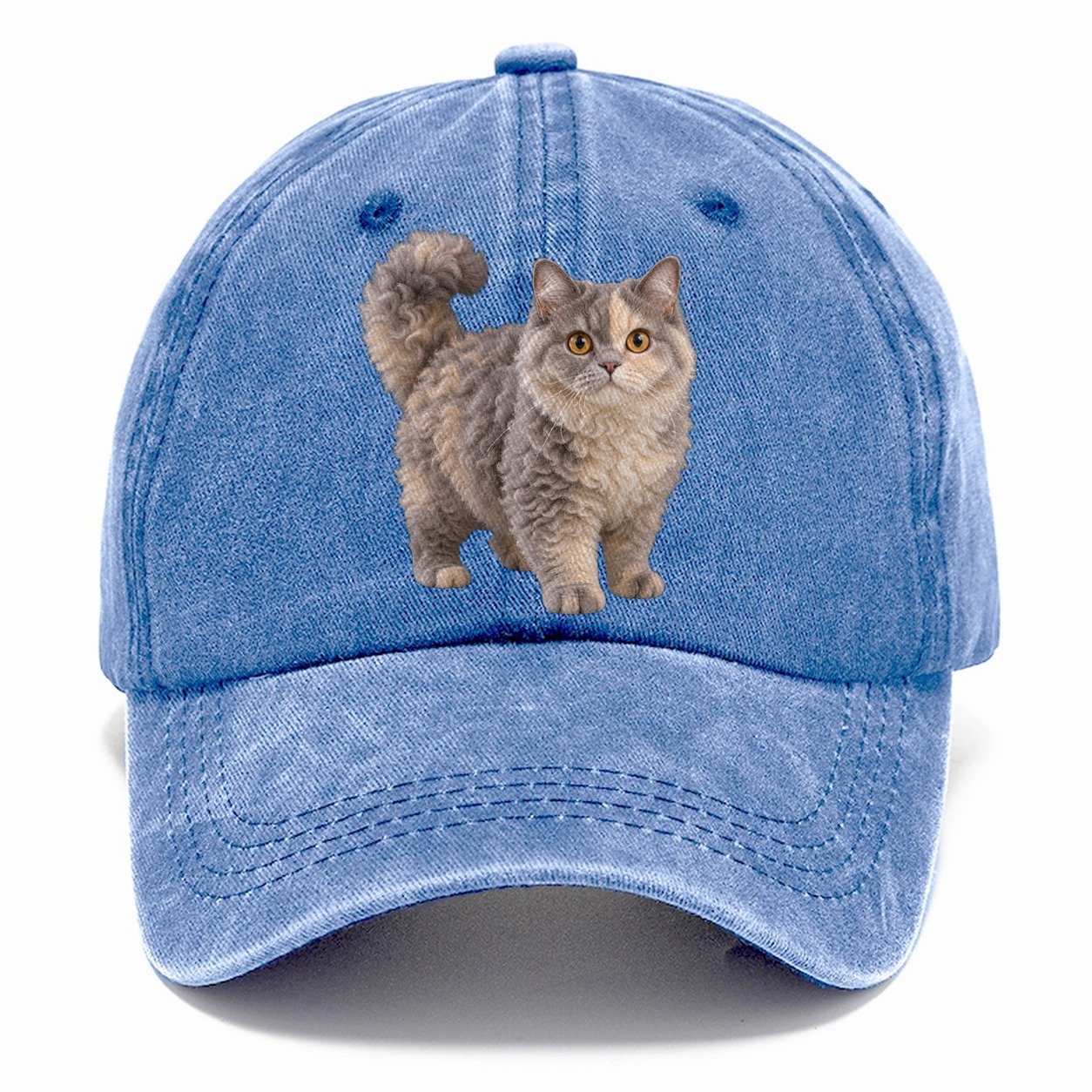 Selkirk Rex Standing Three Quarter Realistic Cat Portrait Classic Cap – Summer Sky