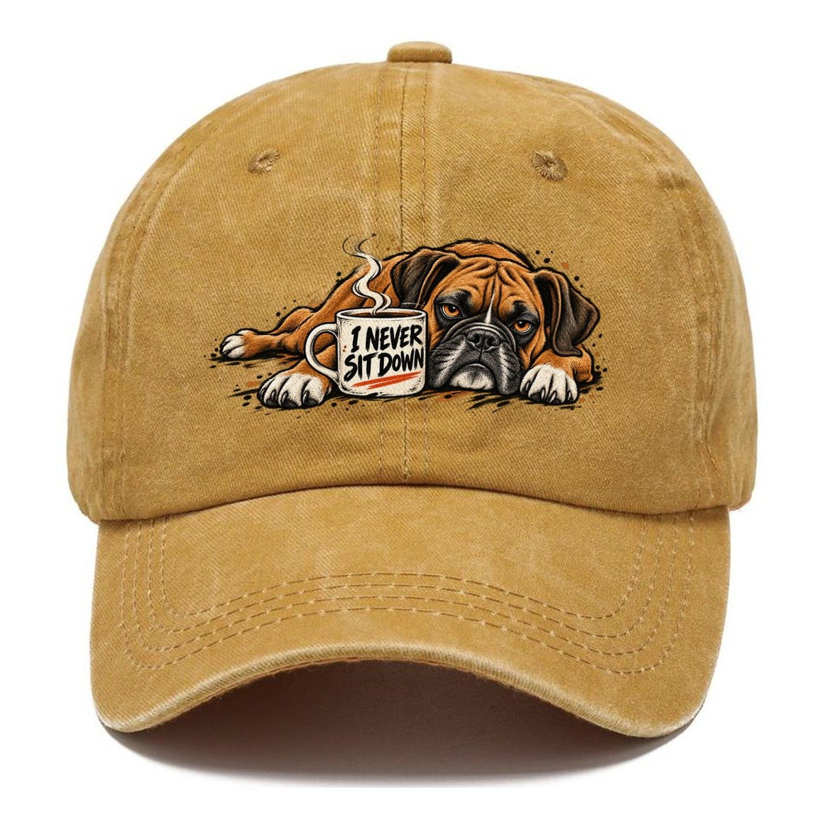 I Never Sit Down Boxer Dog Coffee Classic Cap – Golden Harvest