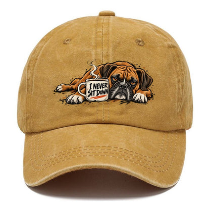 I Never Sit Down Boxer Dog Coffee Classic Cap – Golden Harvest