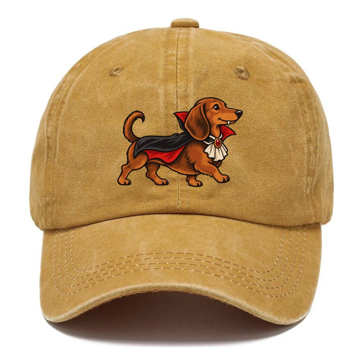 One Dachshund In Halloween Costume Vampire With A Small Cape And Pointed Collar Halloween Dog Parade Classic Cap – Golden Harvest
