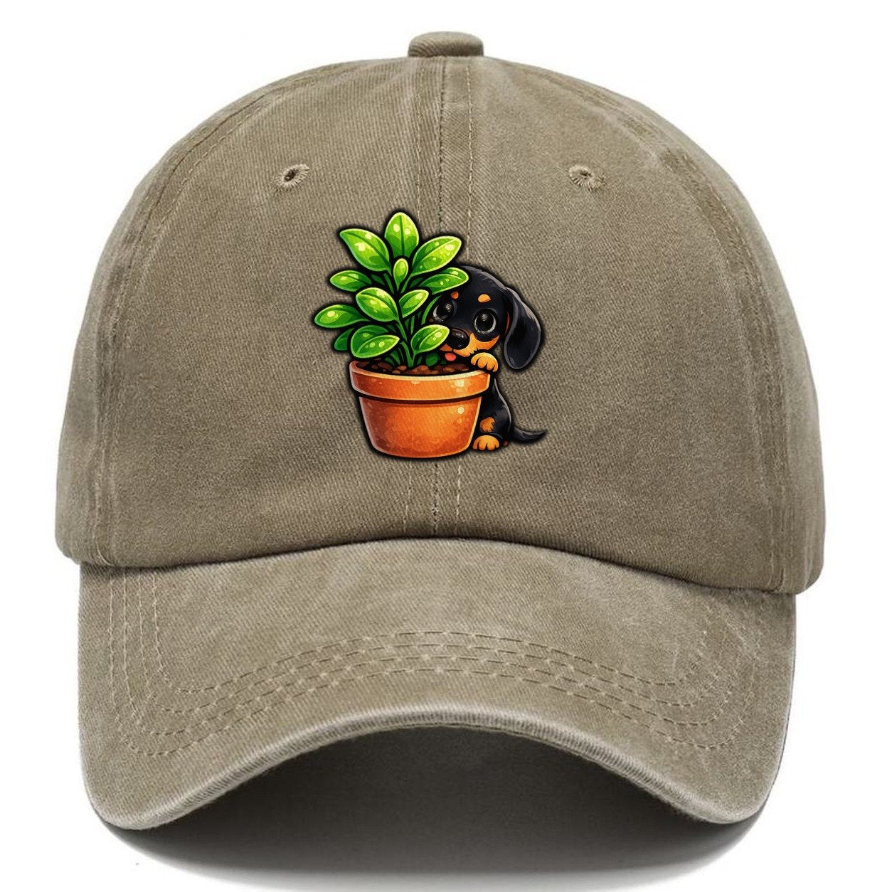 Introvert Dachshund Observing Quietly Classic Cap – Warm Sand