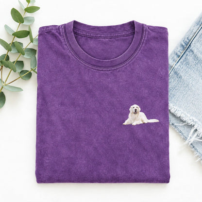 English Cream Golden Retriever Left Chest Vintage T-shirt – Purple