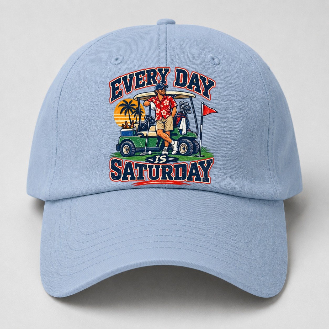 Every Day Is Saturday Golf Life Baseball Cap – Light Blue