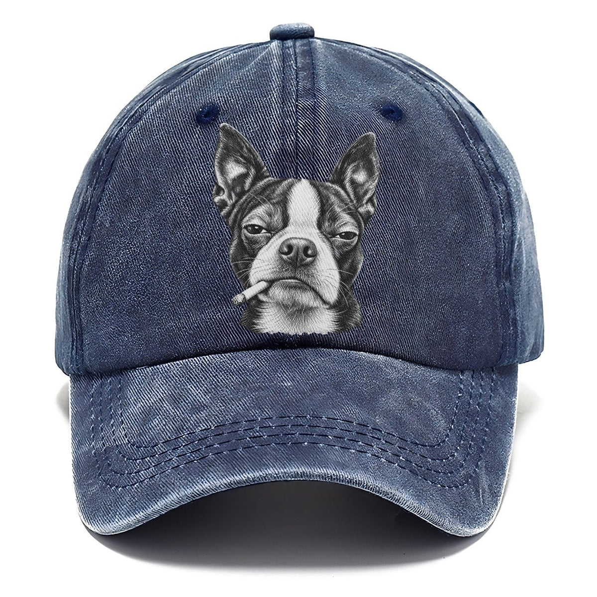Boston Terrier Smoking Dogs Classic Cap – Twilight Navy