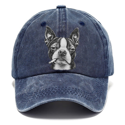 Boston Terrier Smoking Dogs Classic Cap – Twilight Navy