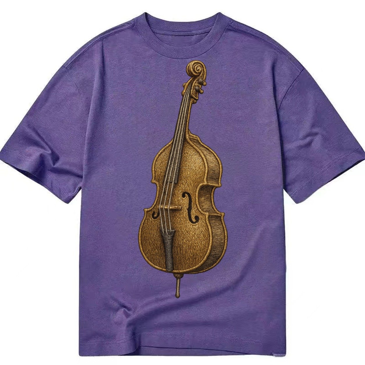 Acoustic Bass Upright Double Bass With F Holes And Wooden Br Classic T-shirt – Purple