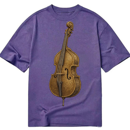 Acoustic Bass Upright Double Bass With F Holes And Wooden Br Classic T-shirt – Purple