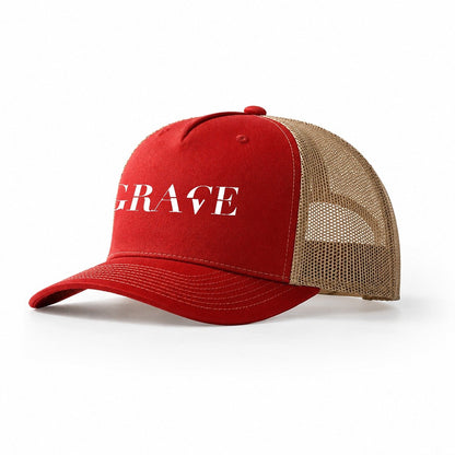 Grace Grave Split Feelings Trucker Hat – Red Khaki