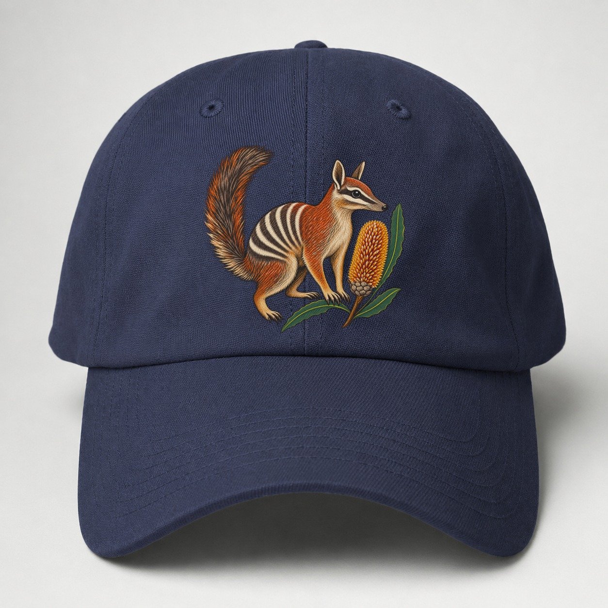 Numbat And Banksia Cones Australia Cultural Icons Baseball Cap – Twilight Navy