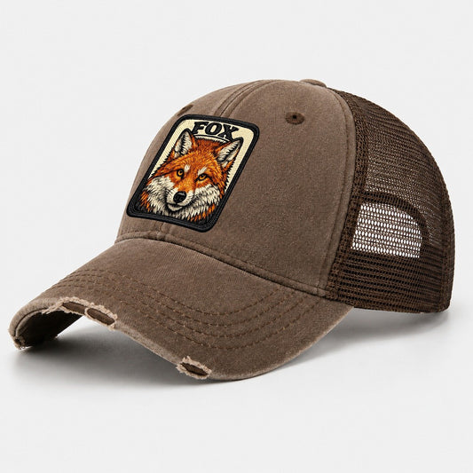 Fox Washed Trucker Hat – Coffee