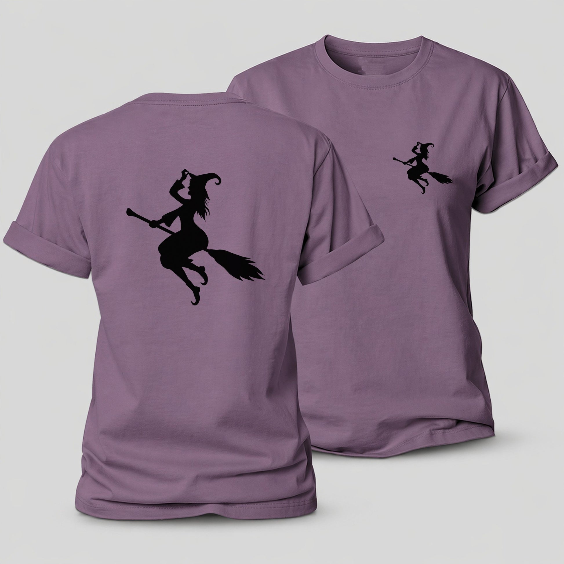 Enchanting Witch On Broom Hat Limited Edition Women's Cotton T-Shirt – Purple