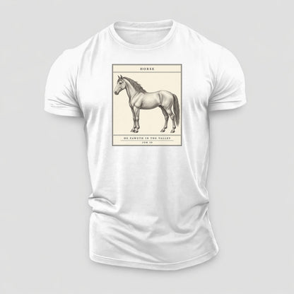 Horse Specimen Plate Creature Canticle Cotton T-Shirt – White