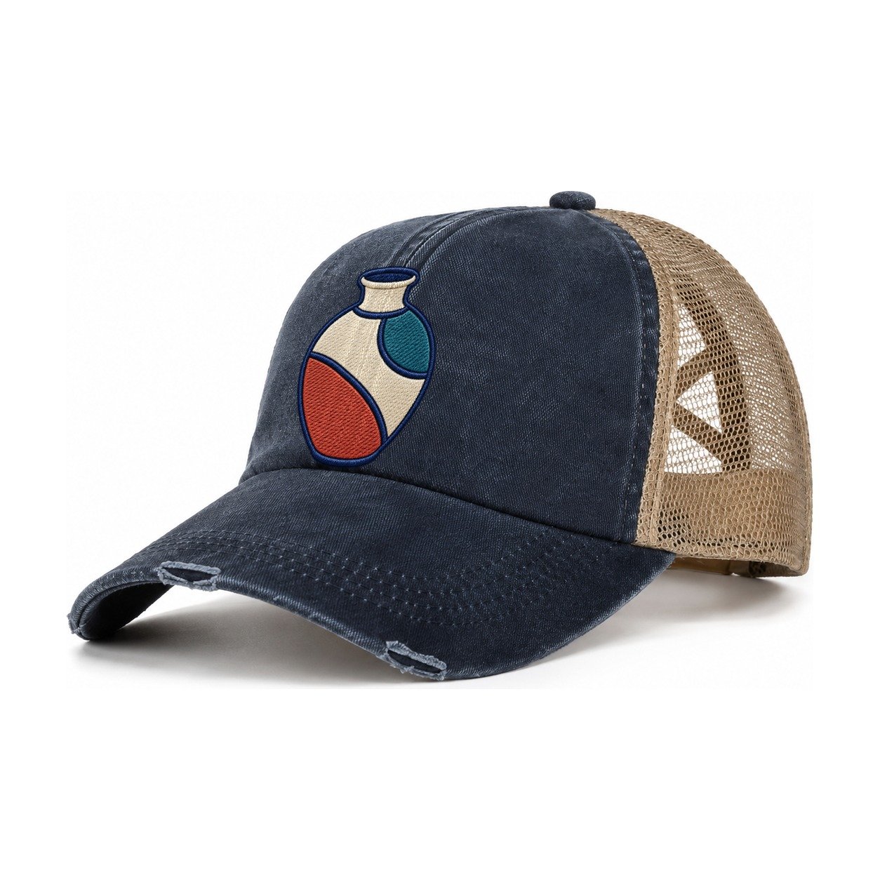 Ceramic Studio Vase Tiny Solo Marks Women's Ponytail Trucker Hat – Navy Khaki