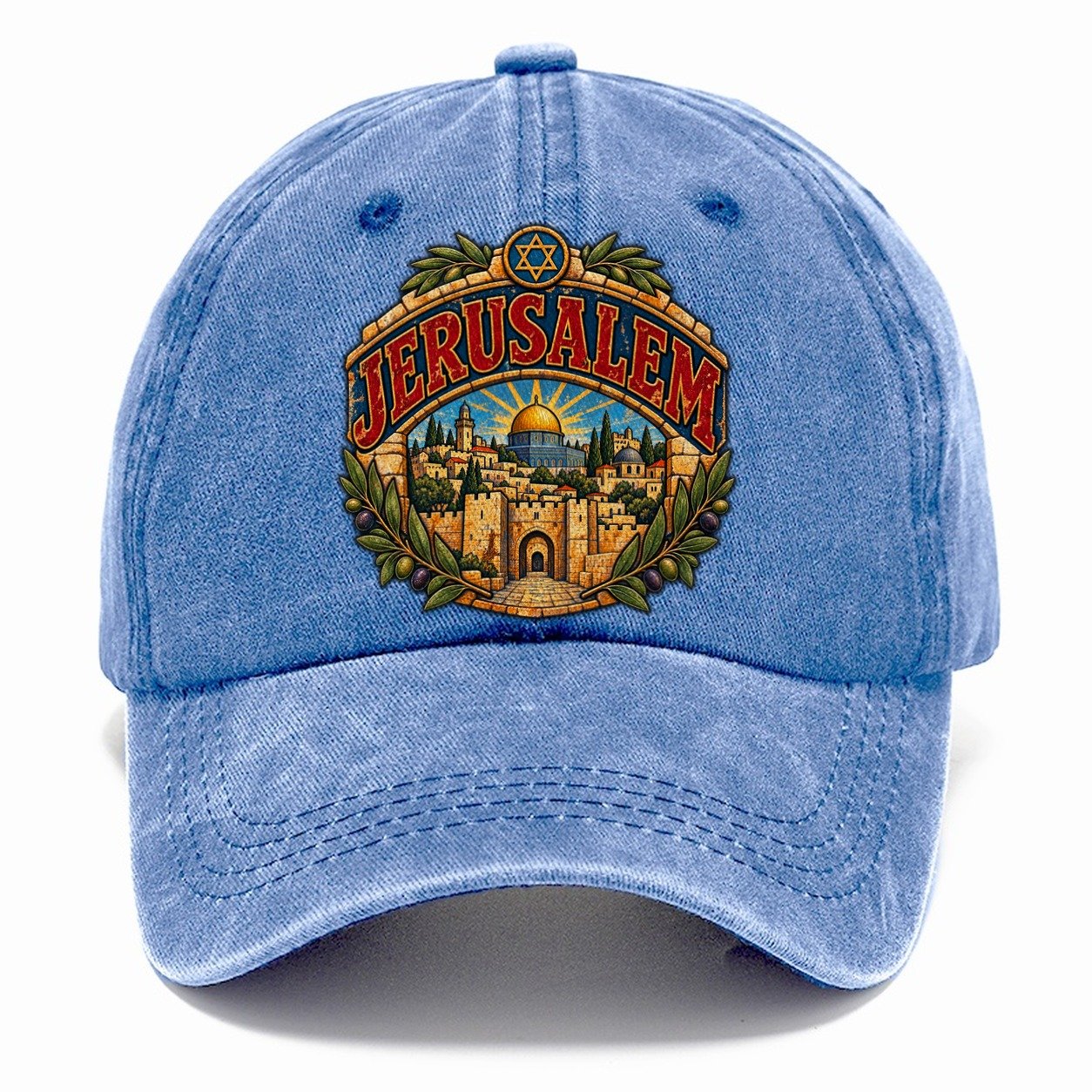 Holy City Arch Lettering Jerusalem Classic Cap – Summer Sky