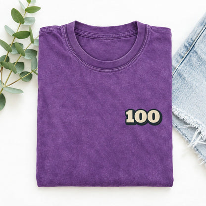 Number 100 Left Chest Vintage T-shirt – Purple