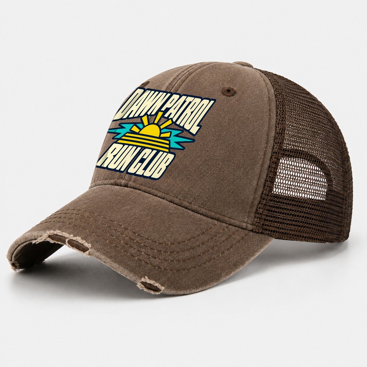 Dawn Patrol Run Club 90S Running Clubs Washed Trucker Hat – Coffee