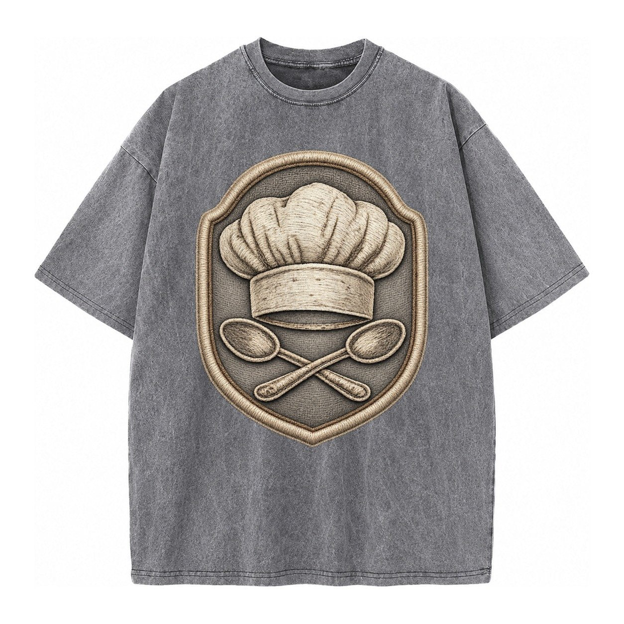 Cooking Chef Hat Toque Blanche With Crossed Spoons In Vintage T-shirt – Grey