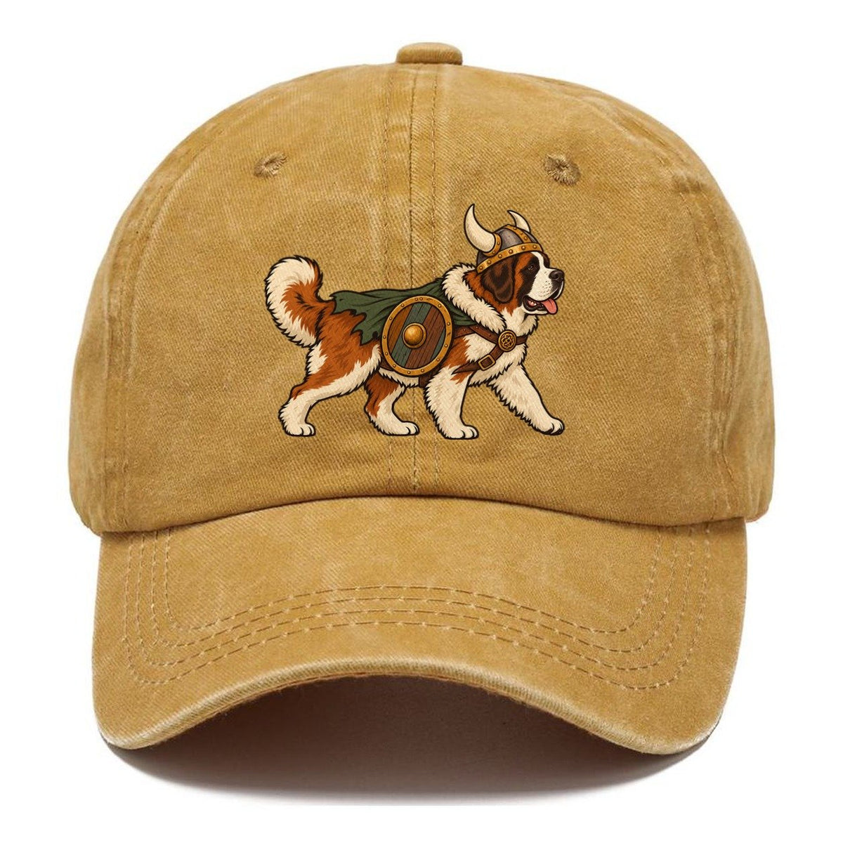 One Saint Bernard In Halloween Costume Viking Costume With A Horned Helmet And Small Shield Halloween Dog Parade Classic Cap – Golden Harvest