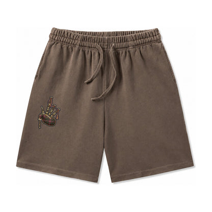Scottish Thistle Washed Shorts – Coffee