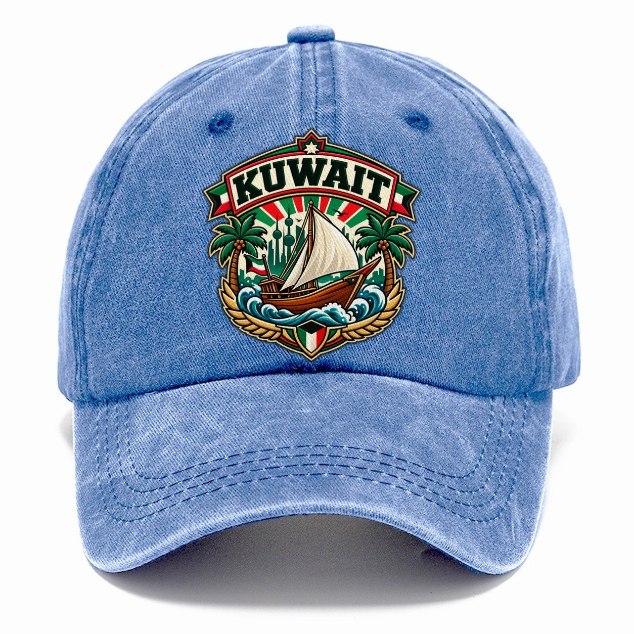 Kuwait Retro Badge Country Logos Classic Cap – Summer Sky