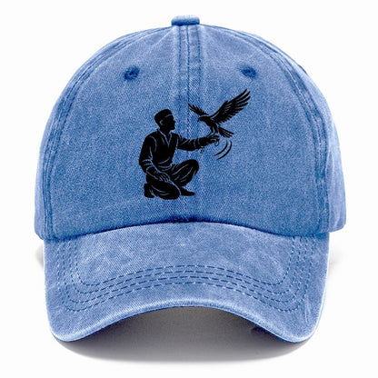 Kneeling Falconer with Falcon Classic Cap – Summer Sky