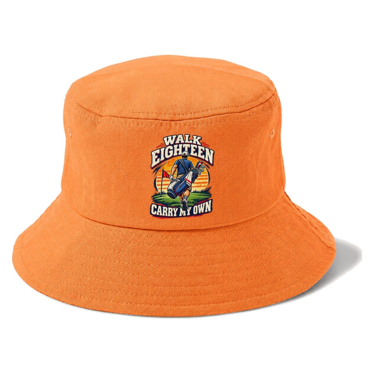 Walk Eighteen Carry My Own Golf Life Bucket Hat – Terracotta Clay