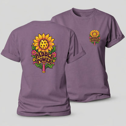 Sunflower Paddle Power Pickleball Life Women's Cotton T-Shirt – Purple