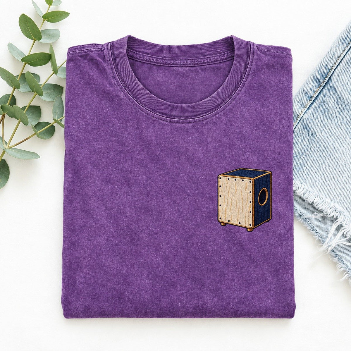Cajon Sound Circle Left Chest Vintage T-shirt – Purple