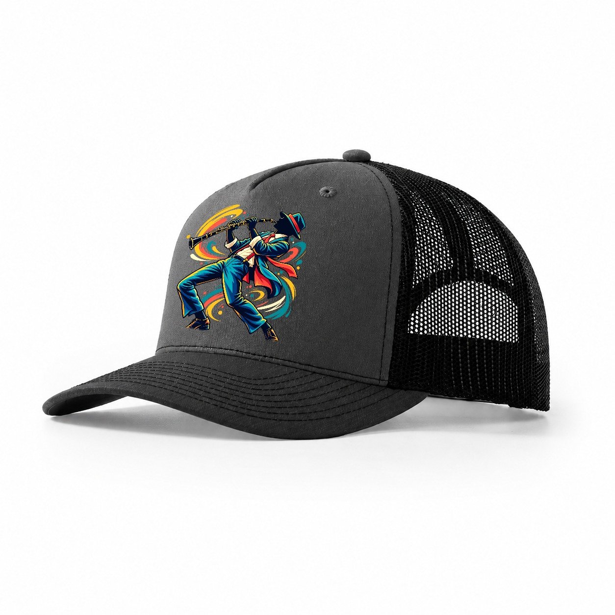 Clarinet Icon Music Instruments Trucker Hat – Dark Grey Black