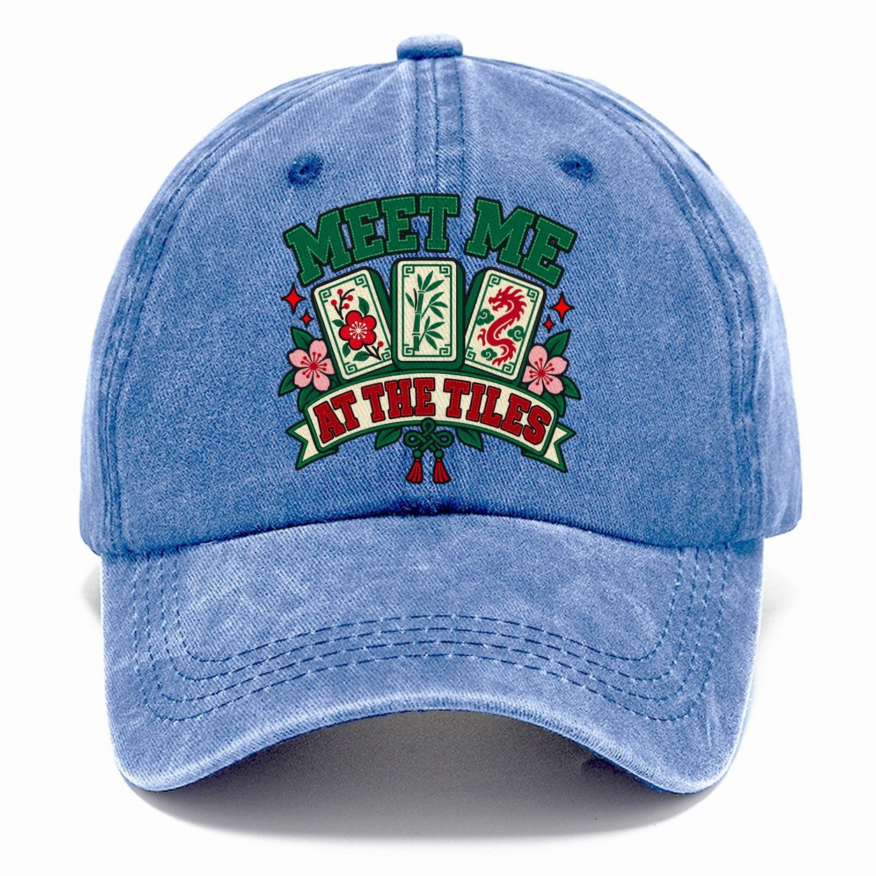 Meet Me At The Tiles Mahjong Game Night Classic Cap – Summer Sky