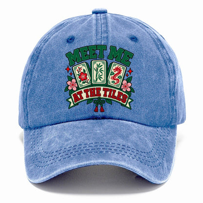 Meet Me At The Tiles Mahjong Game Night Classic Cap – Summer Sky