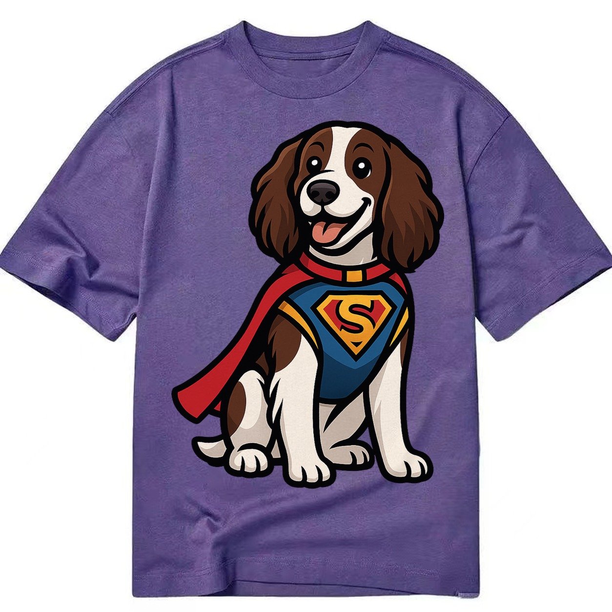 Springer Spaniel Friendly Hero Sitting Attentive With Paws V Classic T-shirt – Purple