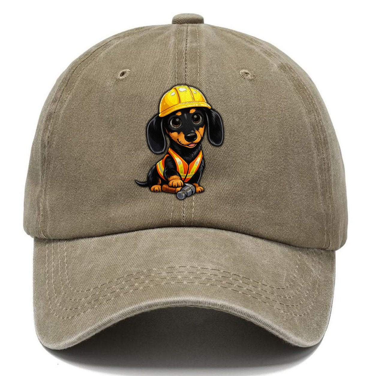 Dachshund Construction Worker Classic Cap – Warm Sand